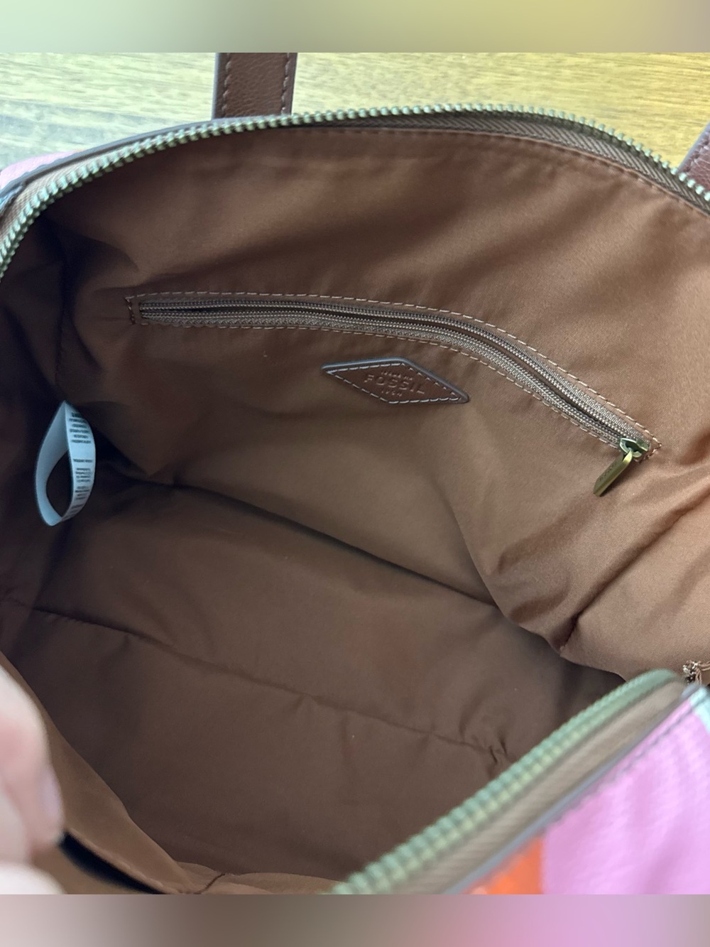 Fossil Sydney satchel bag multi-colored striped pattern - Picture 11 of 13